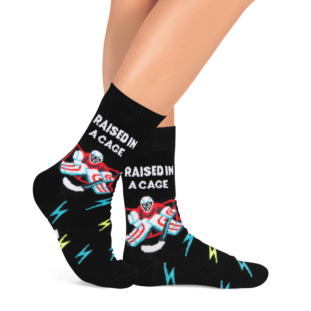 Raised in a Cage Hockey Goalie Socks for Kids