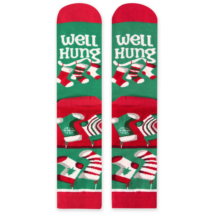 Well Hung Funny Christmas Socks