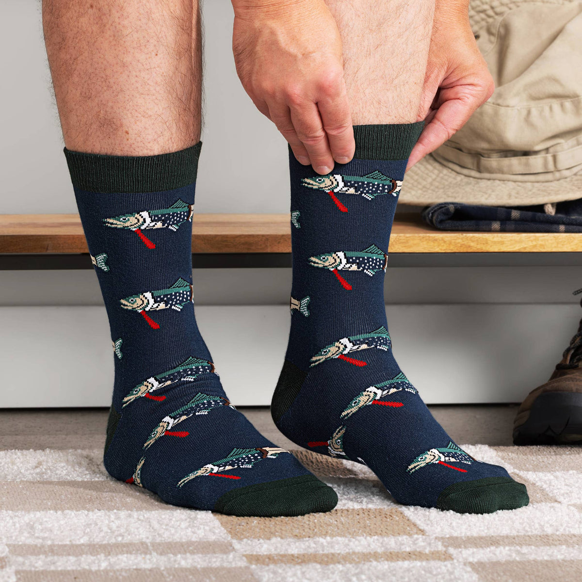 Trout of Office Funny Fishing Socks for Men