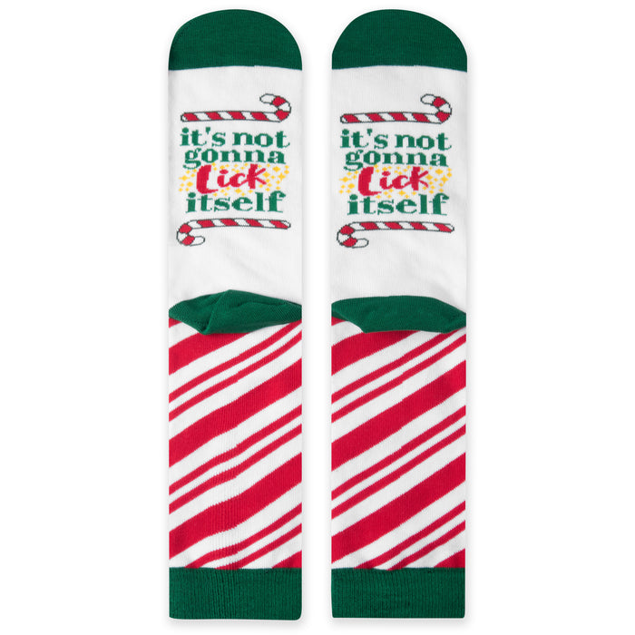 It's Not Gonna Lick Itself Candy Cane Christmas Socks