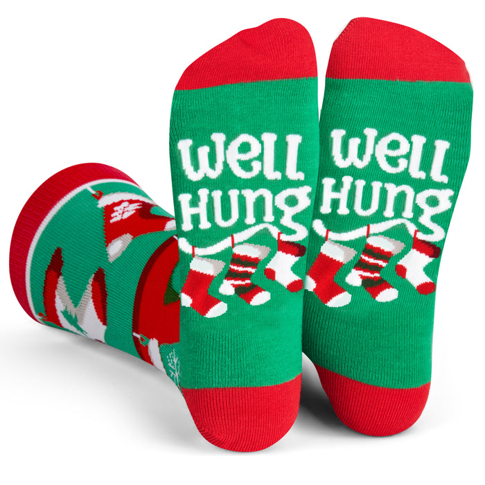 Well Hung Funny Christmas Socks
