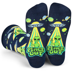 Peace Out Funny Alien Socks for Men and Women