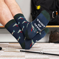 Trout of Office Funny Fishing Socks for Men