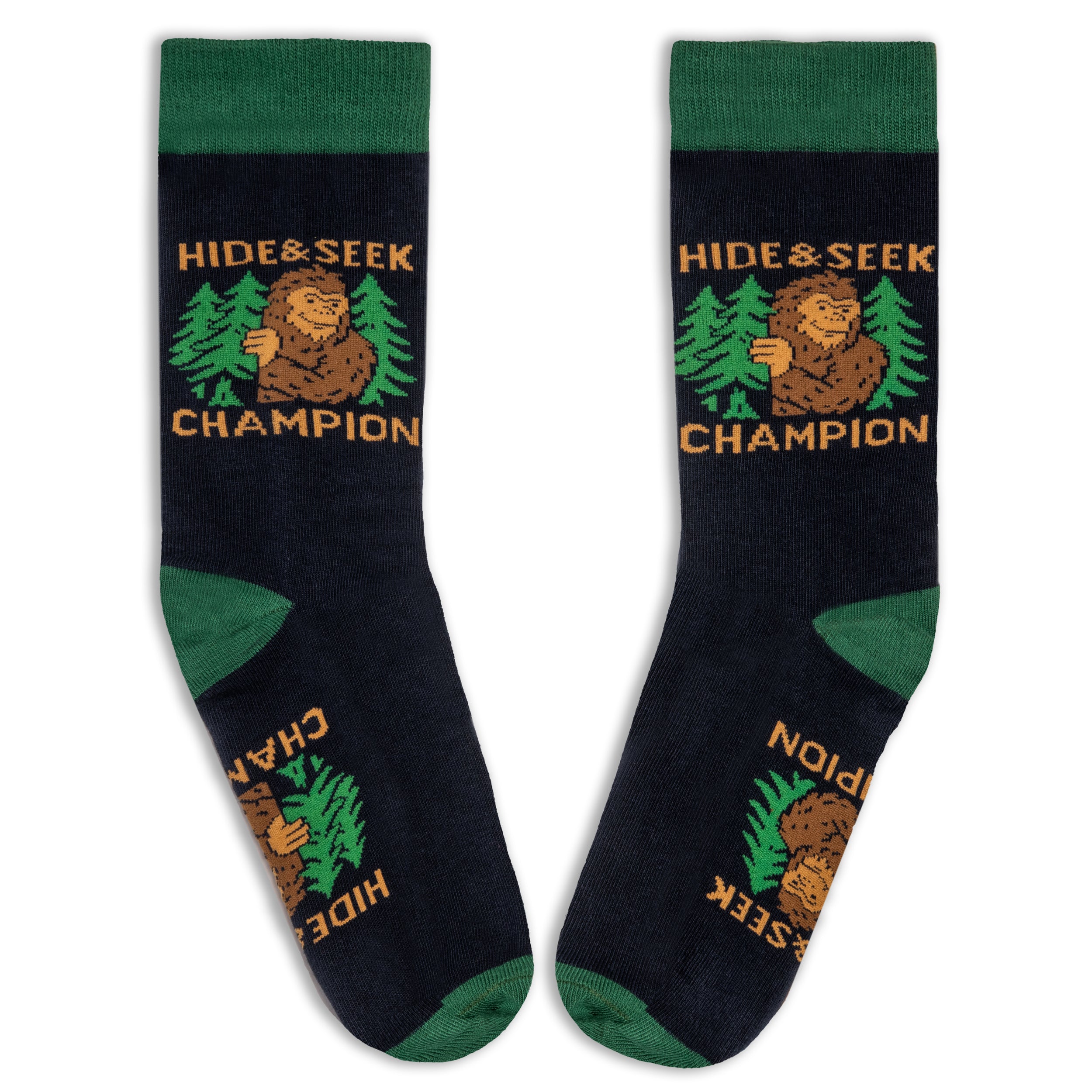 Hide and Seek Champion Funny Bigfoot Socks