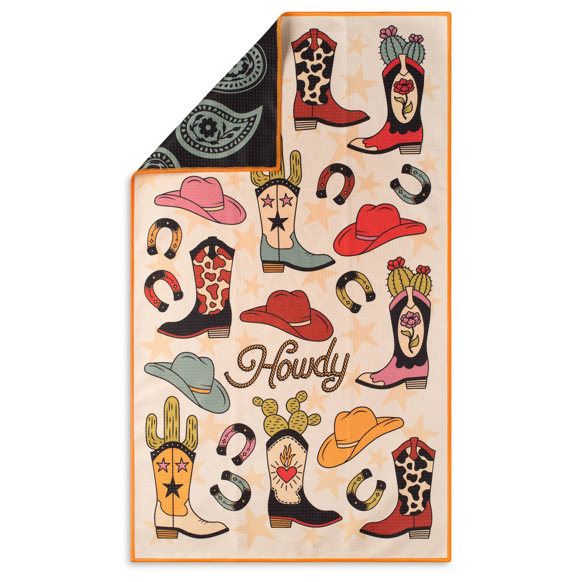 Howdy Cute Western Cowboy Decor Microfiber Kitchen Tea Towel