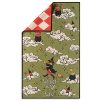 Witch Way to the Wine Funny Halloween Microfiber Kitchen Tea