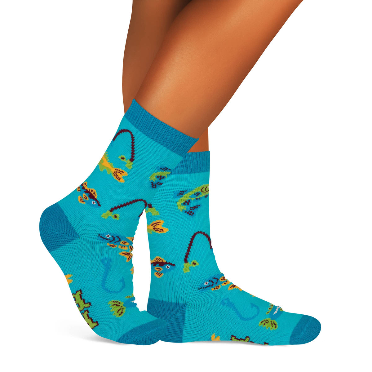 Reel Fun Colorful Fishing Socks for Kids fits Boys and Girls