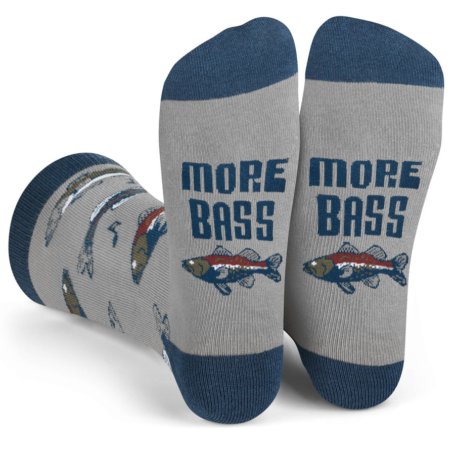 More Bass Funny Fishing Socks for Men who Fish