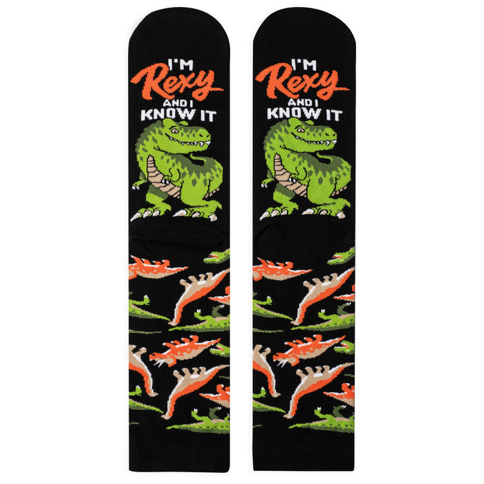 I'm Rexy And I Know It Dinosaur Socks