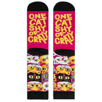 One Cat Shy Of Crazy Socks - Funny Gift for Pet Lovers