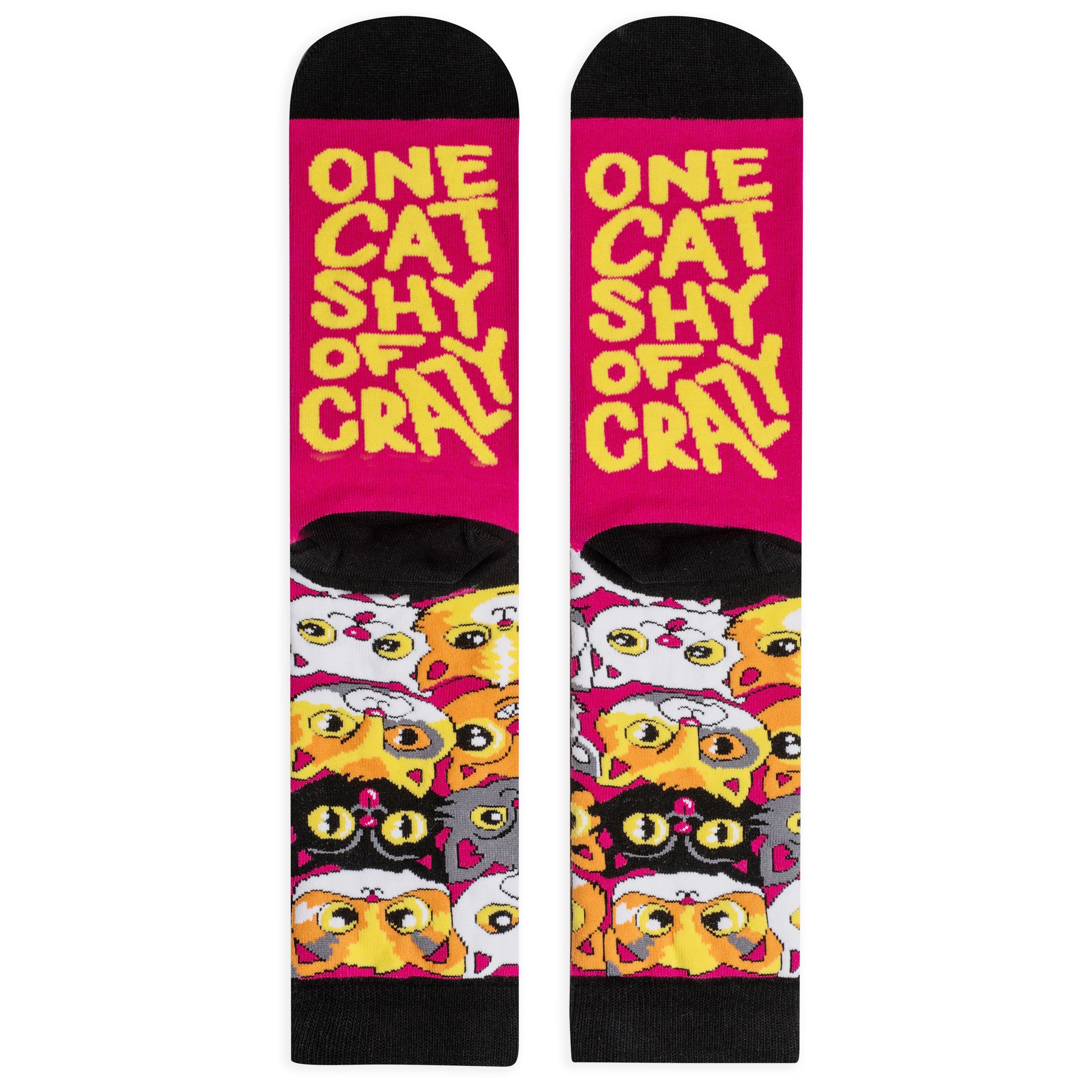 One Cat Shy Of Crazy Socks - Funny Gift for Pet Lovers