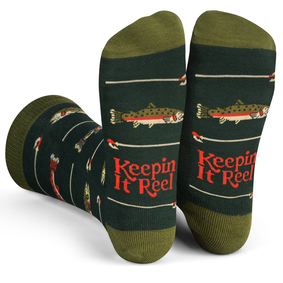 Keepin' It Reel Funny Fishing Socks for Men