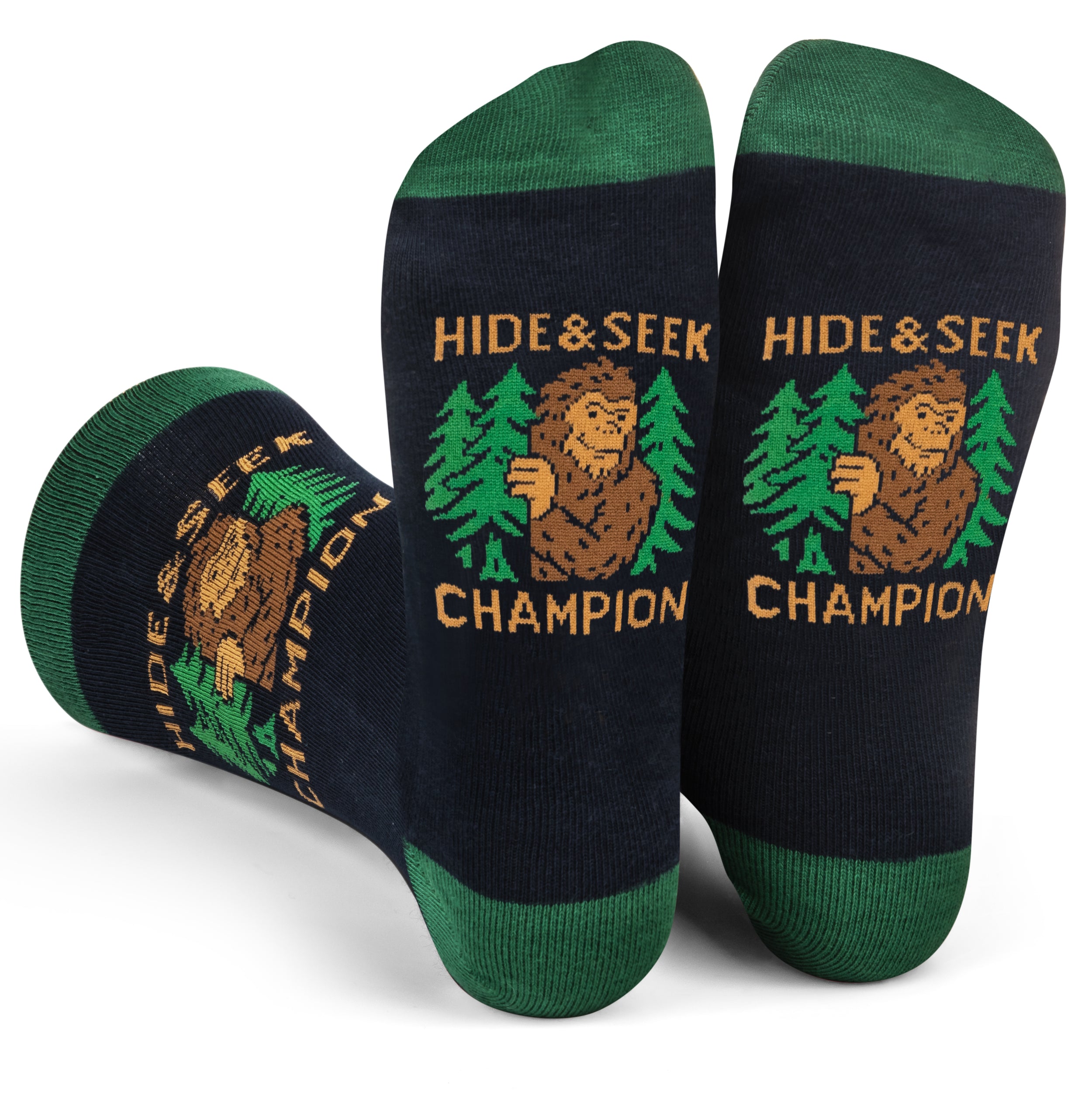 Hide and Seek Champion Funny Bigfoot Socks