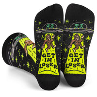 Get In Loser Funny Bigfoot & Alien Crazy Socks for Men