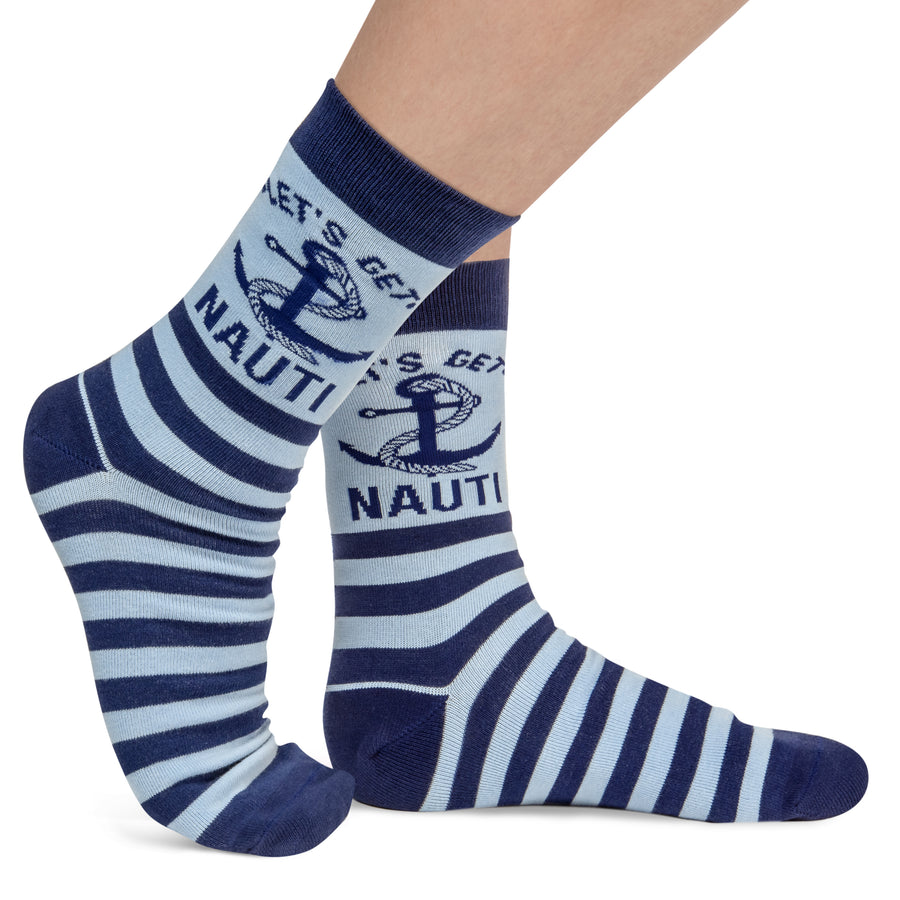 Let's Get Nauti Funny Nautical Socks for Boat and Ocean Lovers