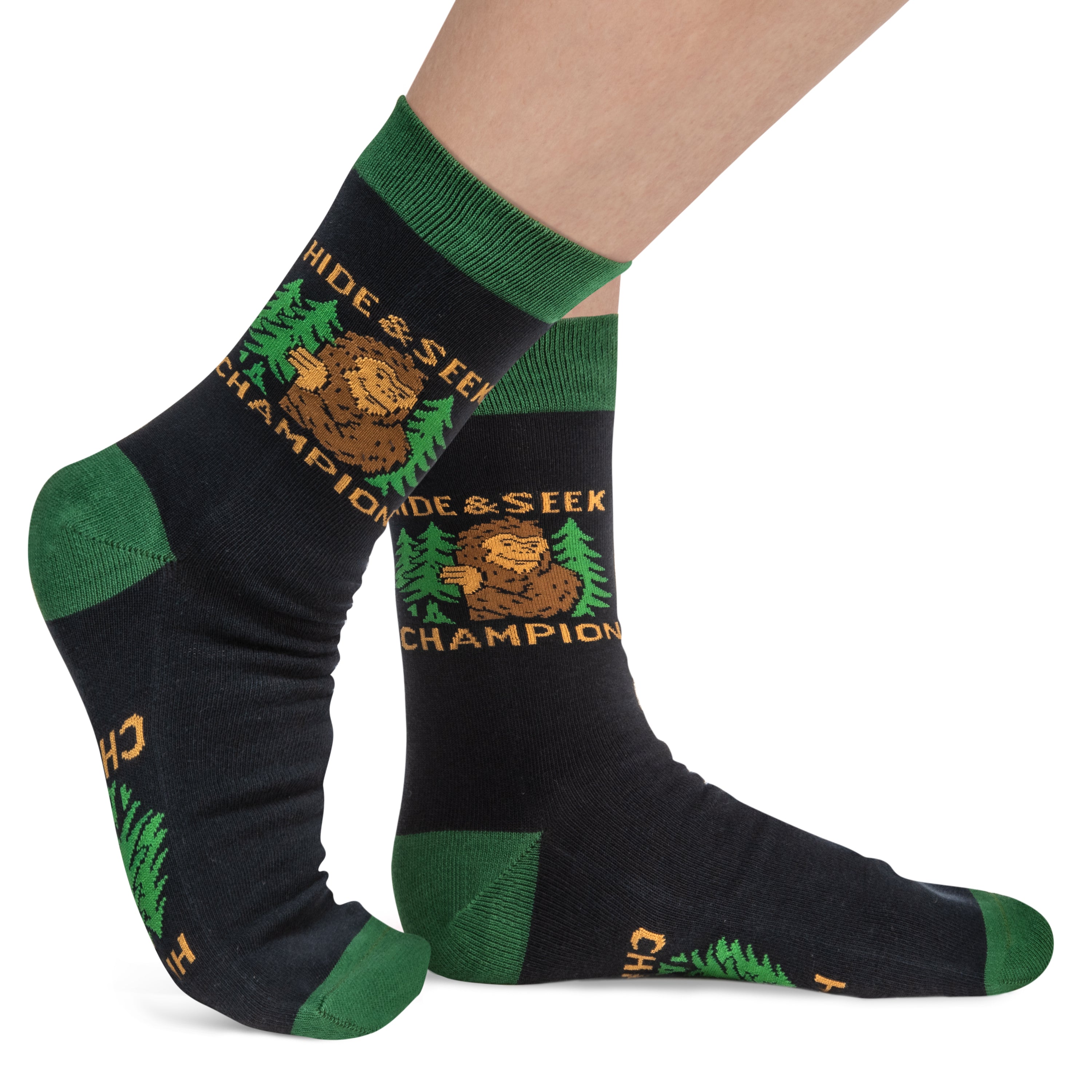Hide and Seek Champion Funny Bigfoot Socks