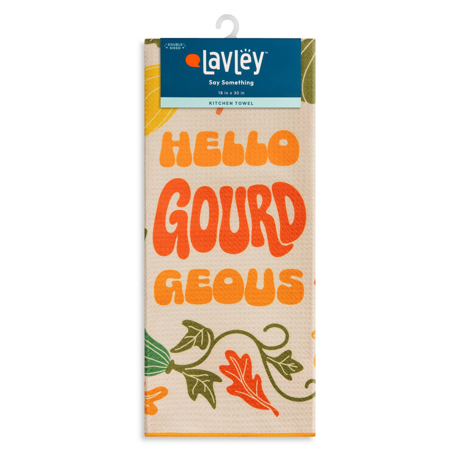 Hello Gourd-geous Fall Decor Microfiber Kitchen Tea Towel