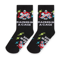 Raised in a Cage Hockey Goalie Socks for Kids