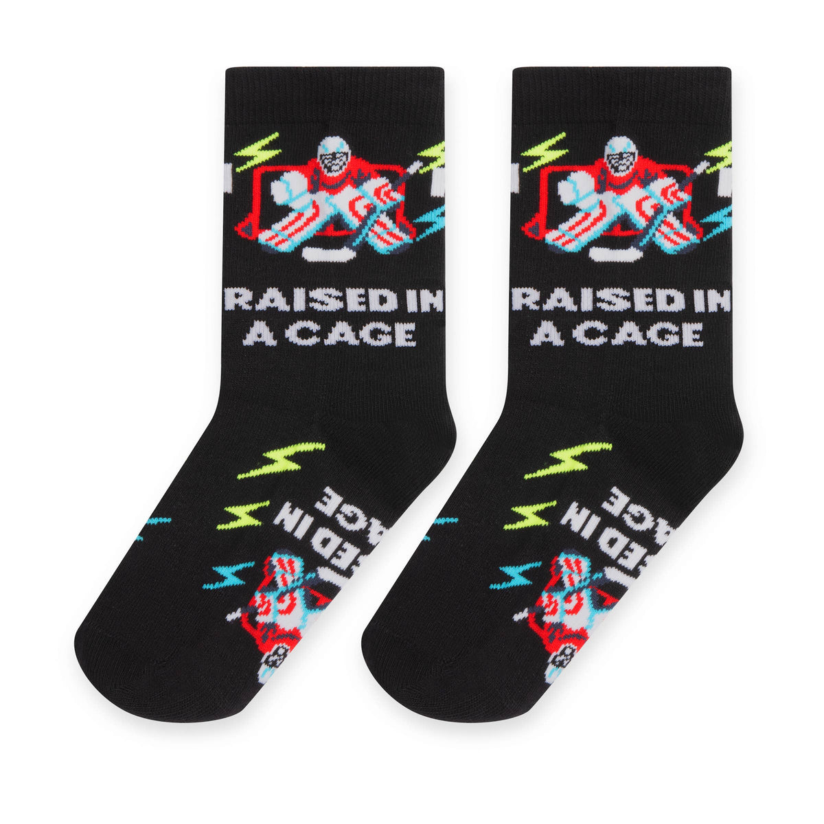 Raised in a Cage Hockey Goalie Socks for Kids