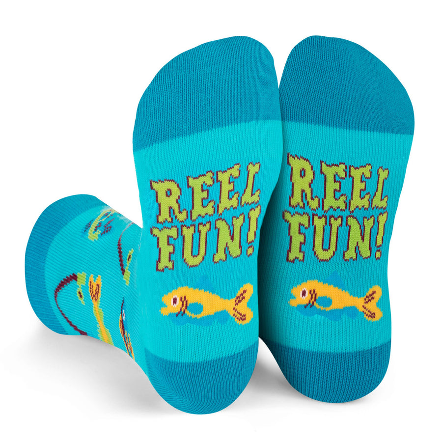 Reel Fun Colorful Fishing Socks for Kids fits Boys and Girls
