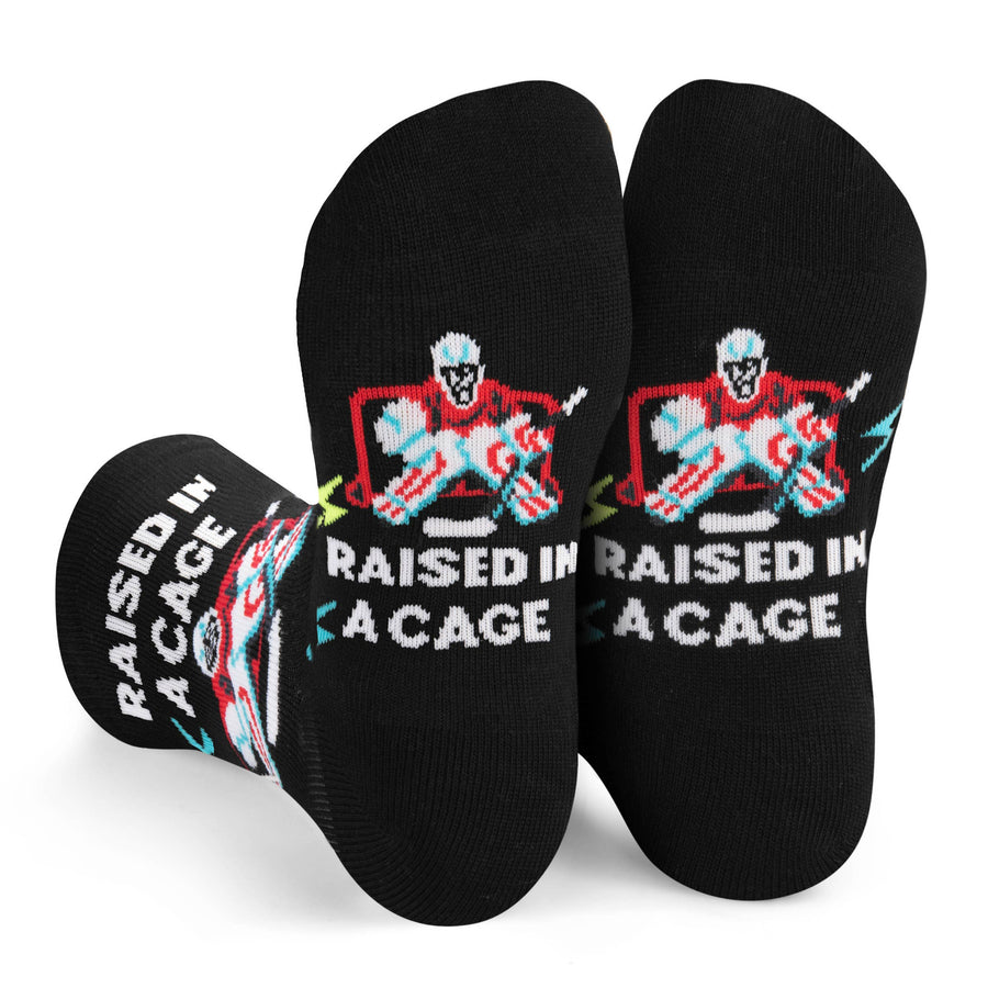 Raised in a Cage Hockey Goalie Socks for Kids