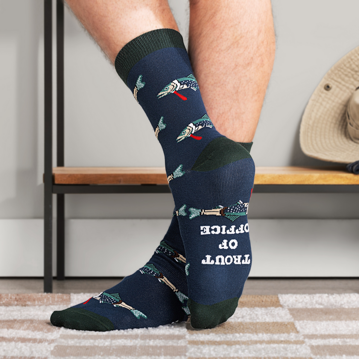 Trout of Office Funny Fishing Socks for Men