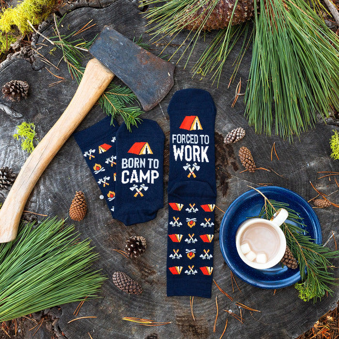 born to camp Born To Camp, Forced To Work Socks