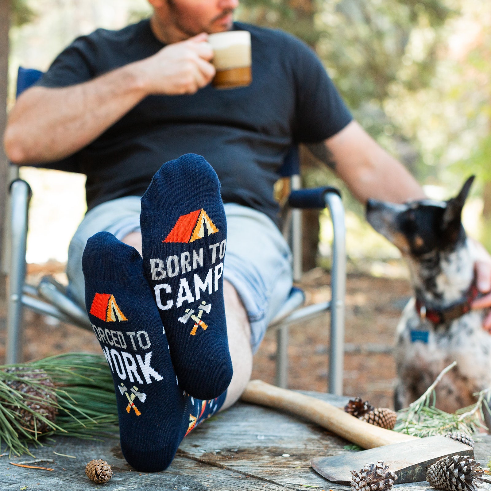 Born To Camp, Forced To Work Socks