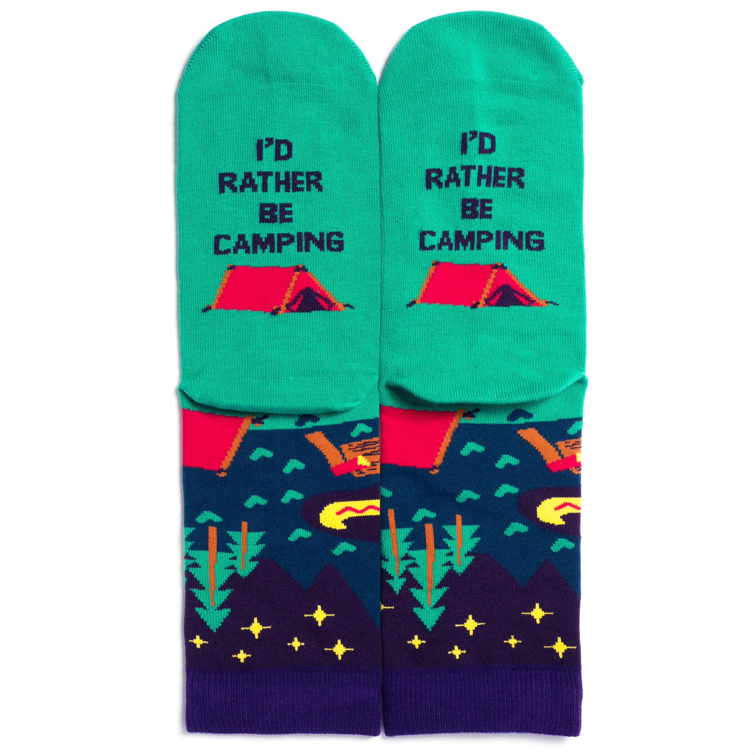 I'd Rather Be Camping Socks (Purple/Teal)