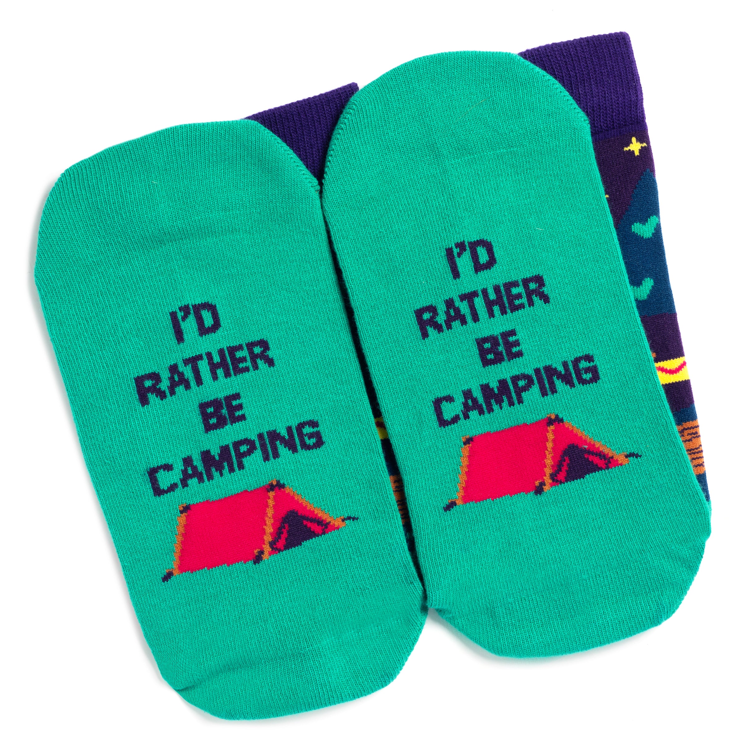 I'd Rather Be Camping Socks (Purple/Teal)