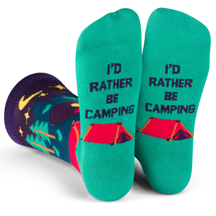 I'd Rather Be Camping Socks (Purple/Teal)