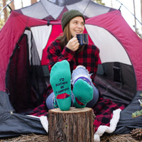 I'd Rather Be Camping Socks (Purple/Teal)