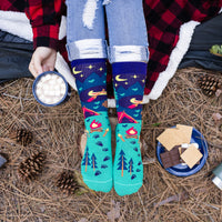 I'd Rather Be Camping Socks (Purple/Teal)