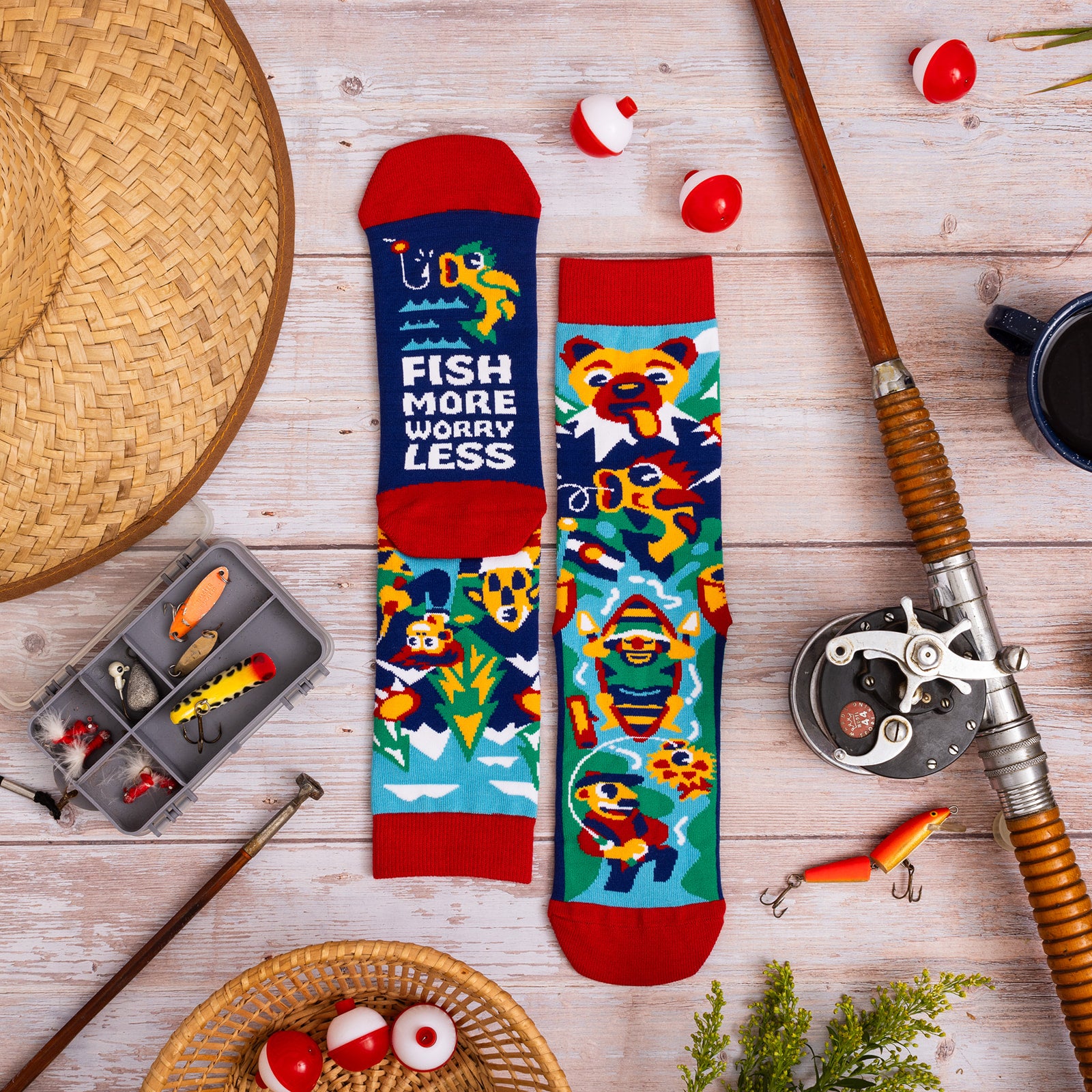 Fish More, Worry Less Socks