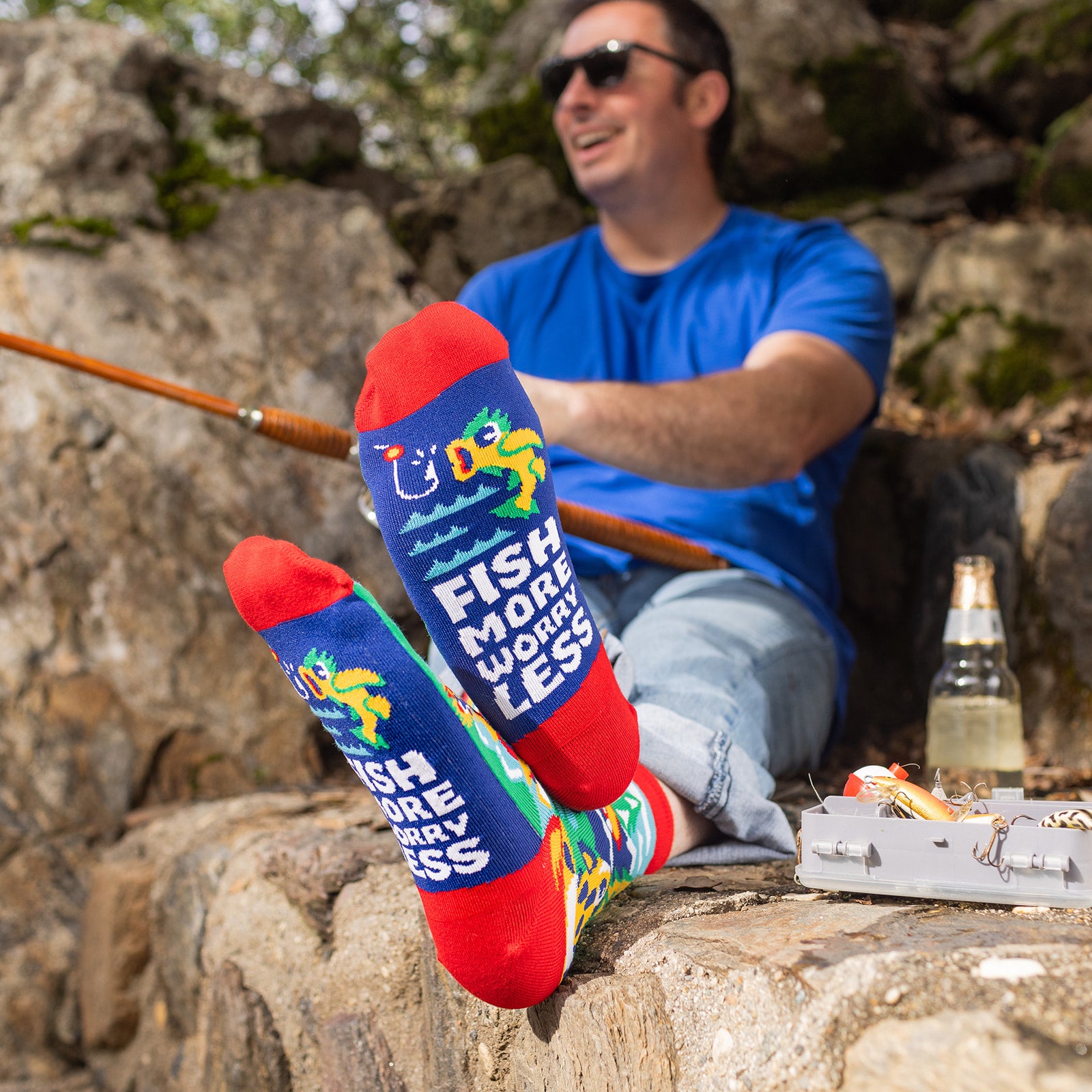 Fish More, Worry Less Socks