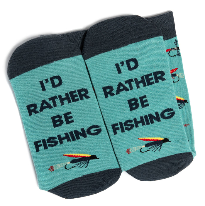 Adult Lavley I'd Rather Be Fishing V2 Crew Socks One Size Blue