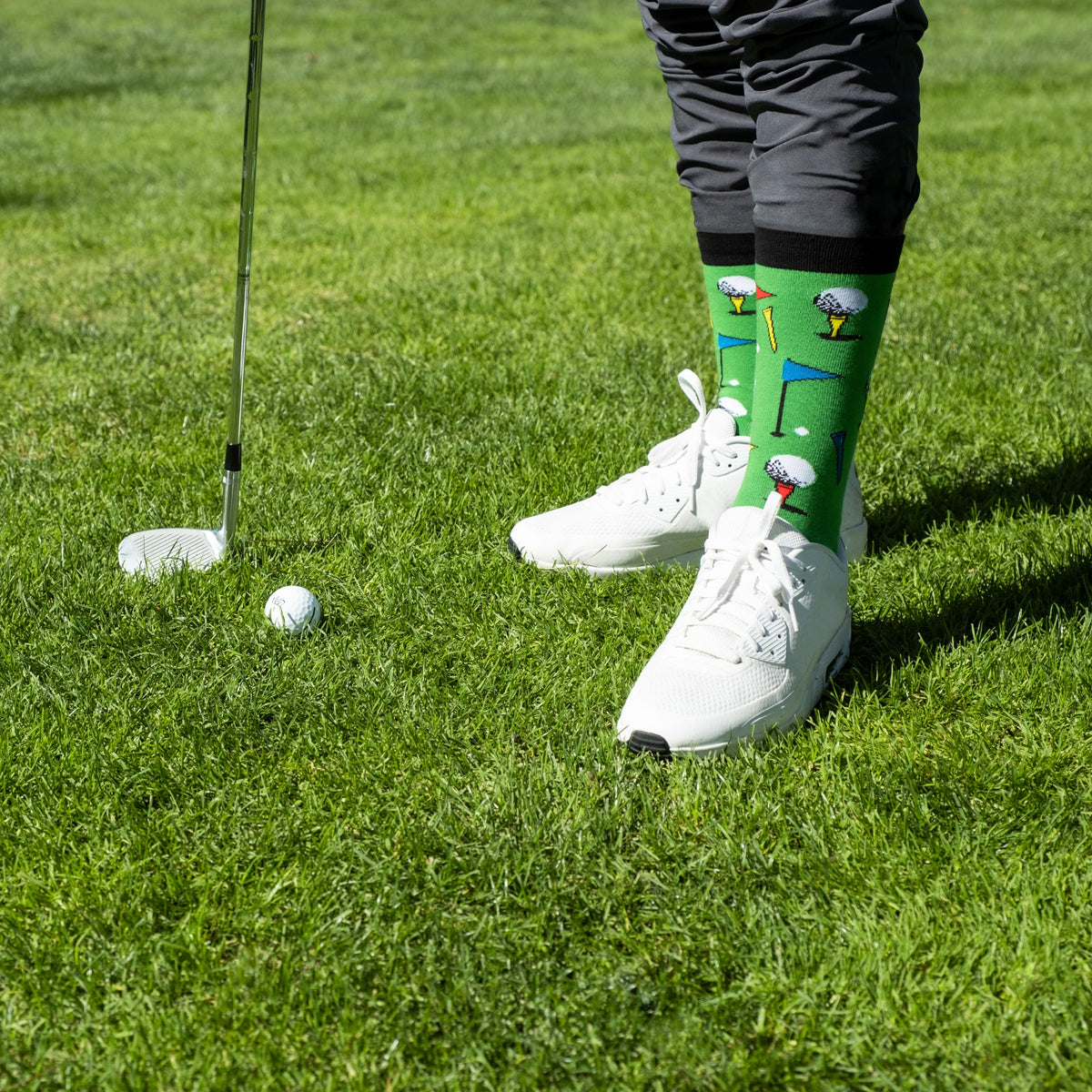 Lavley green golf socks worn on the golf course