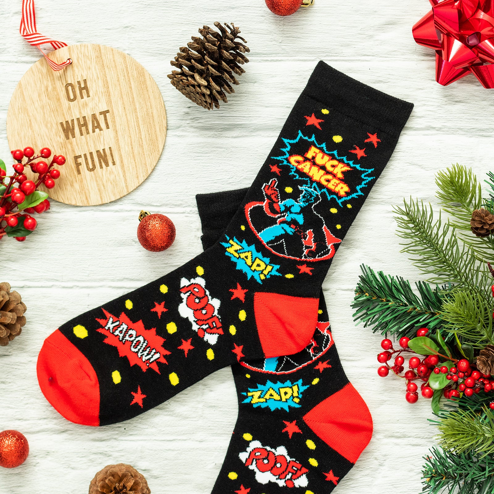 Superhero "F*ck Cancer" Socks
