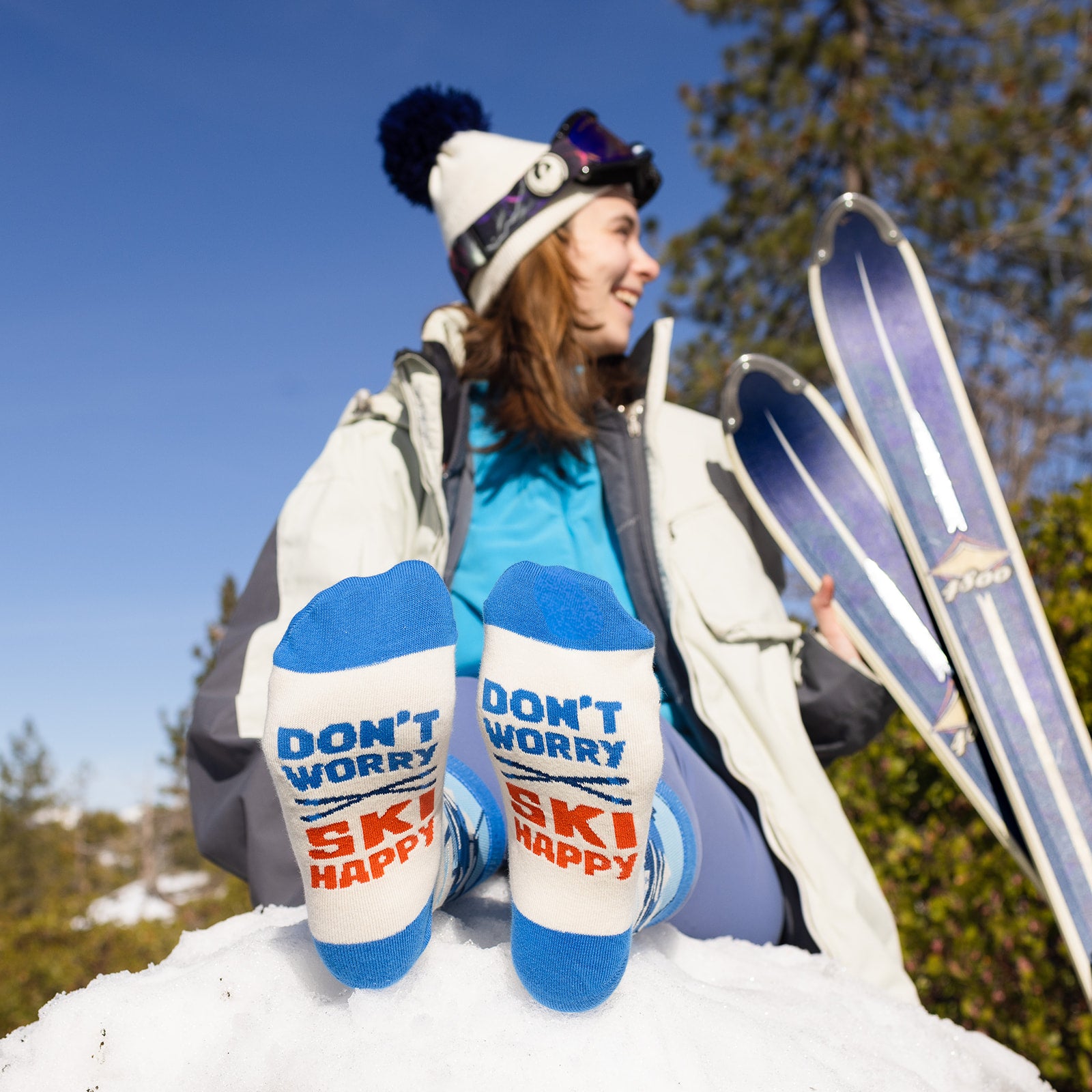 Don't Worry Ski Happy Socks