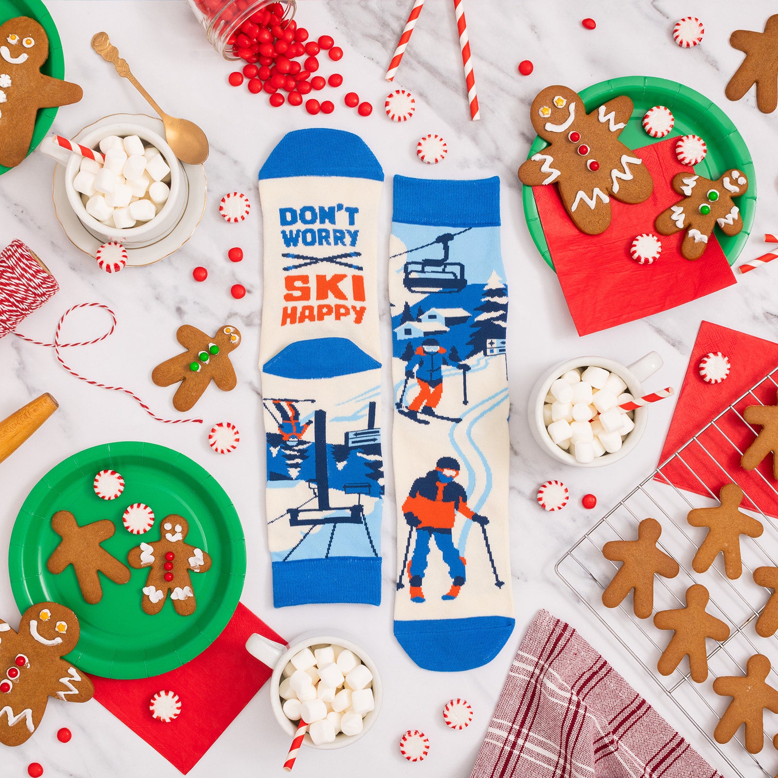 Don't Worry Ski Happy Socks