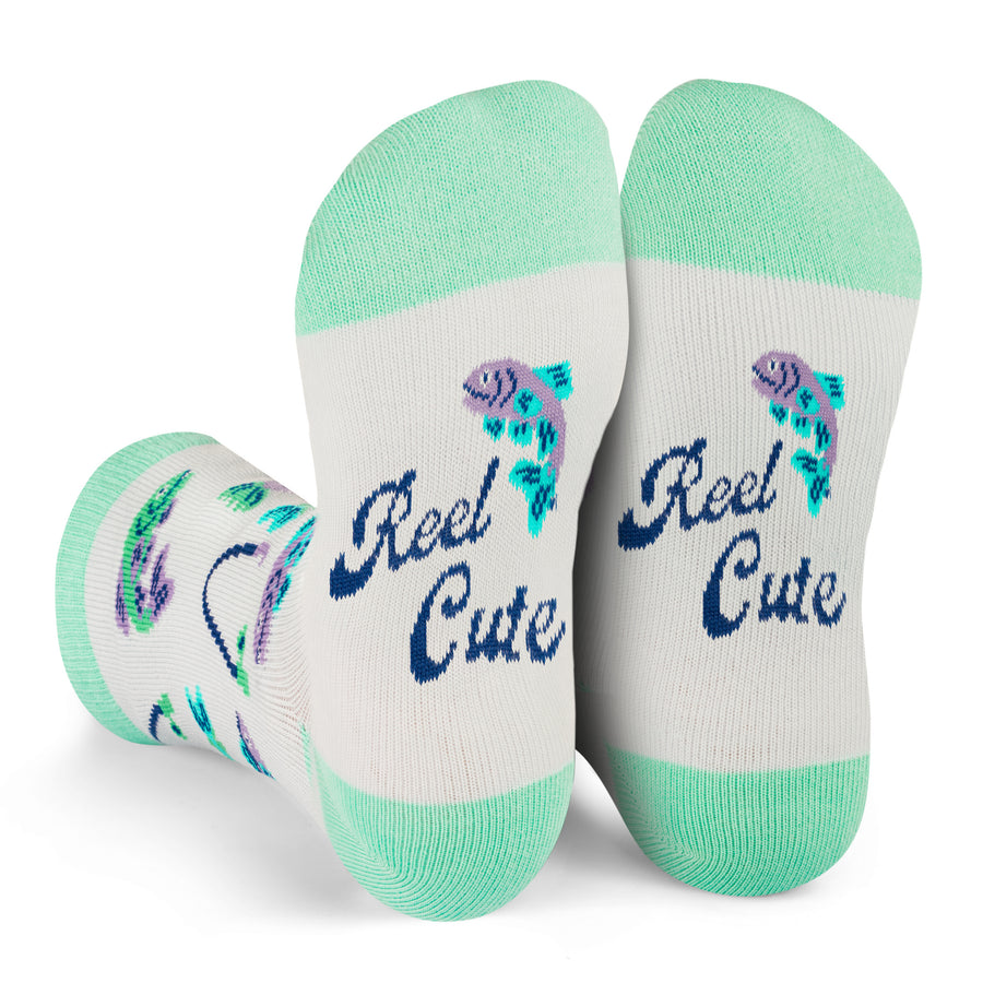 Reel Cute Crazy Colorful Fishing Socks Gift for Girls who Fish