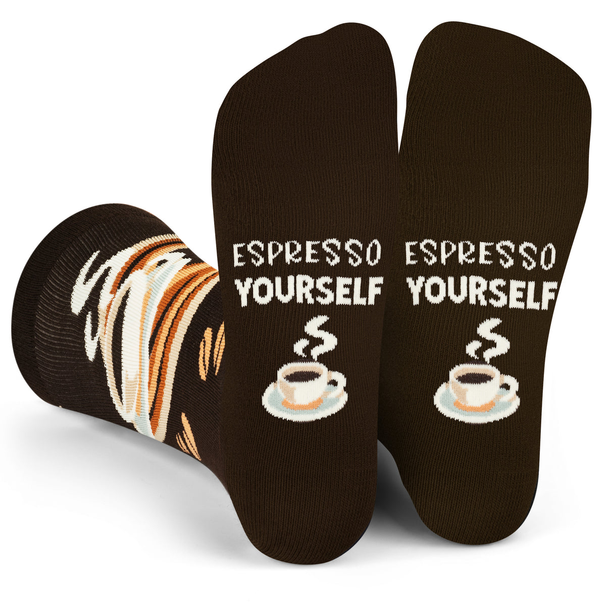 Espresso Yourself Coffee Socks with Funny Saying for Men and Women
