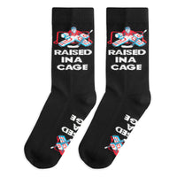 Raised in a Cage Funny Socks for Hockey Fans and Goalies One Size Fits Men