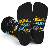 Turn It Up Music Lover Socks for Men and Women Gift for Musicians and Fans
