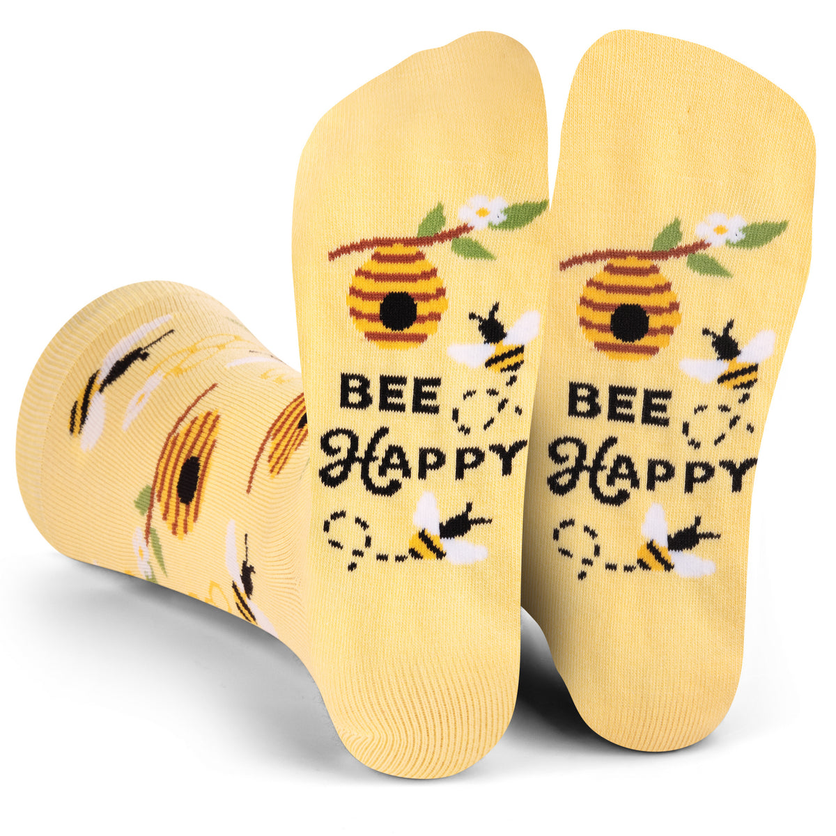 Bee Happy Cute Inspirational Socks for Women