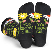 You Grow Girl Cute Flower Garden Plant Socks for Women