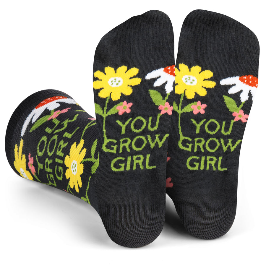 You Grow Girl Cute Flower Garden Plant Socks for Women