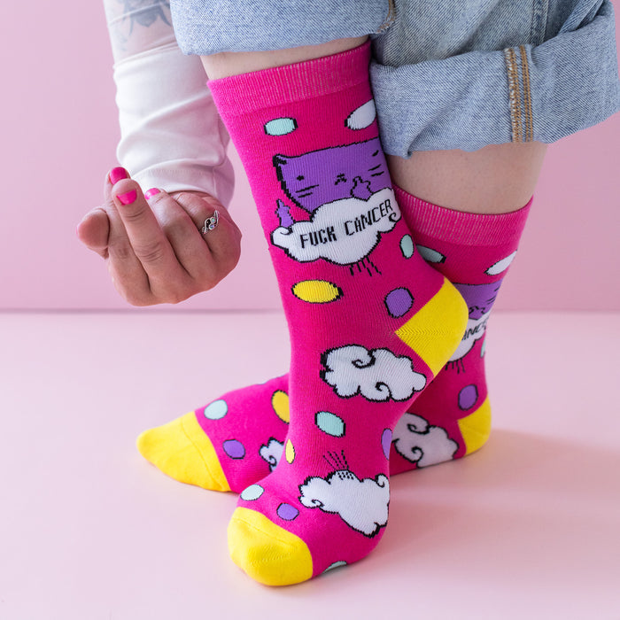 Lavley, Pink F%ck Cancer Socks