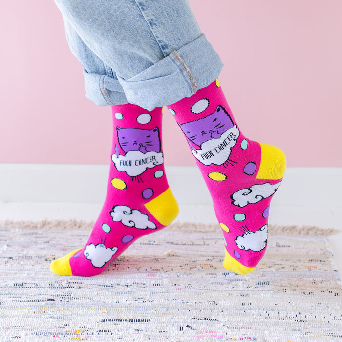 Lavley, Pink F%ck Cancer Socks