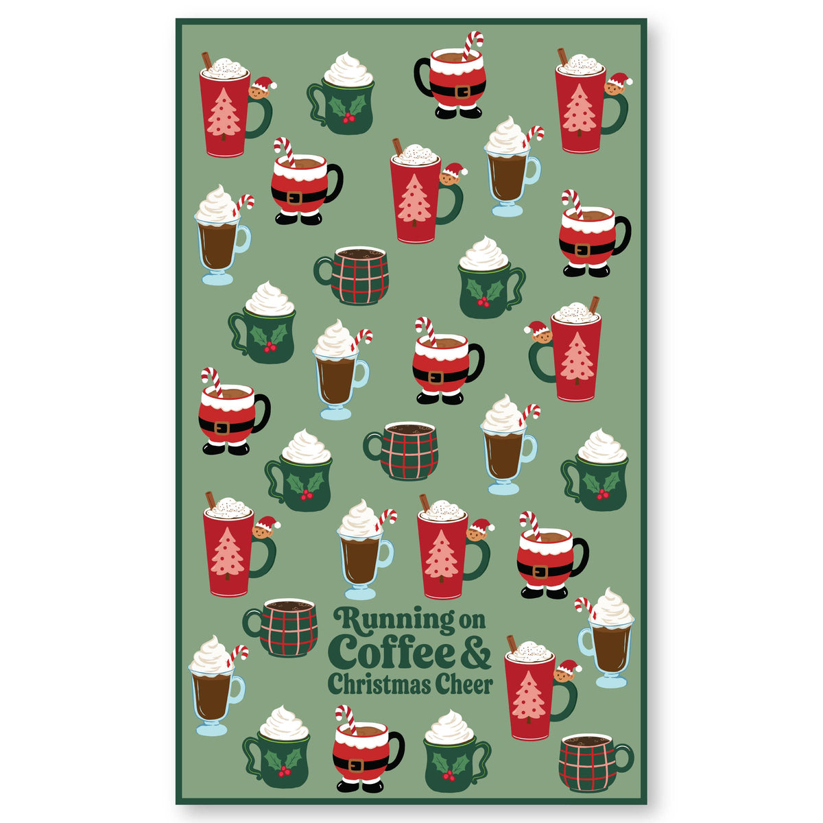 Running on Coffee & Christmas Cheer Microfiber Kitchen Towel